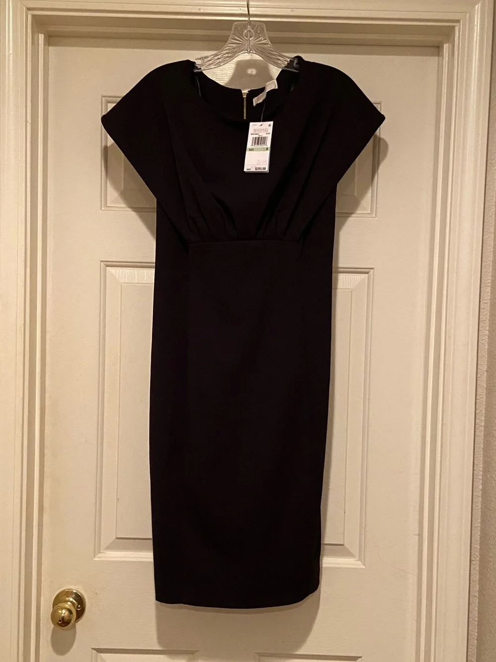 NWT Michael Kors Calvin Klein Collab Size 8 Black Short-Sleeve Midi Sheath Dress
